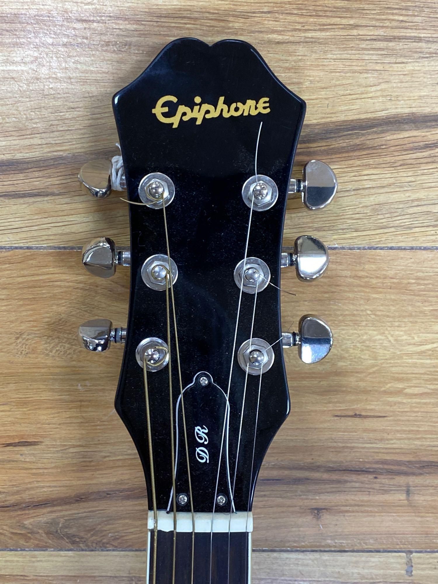 An Epiphone acoustic guitar, model DR-220SVS, in soft case